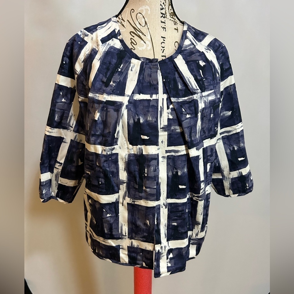 Simply Vera Wang Navy and White Abstract Jacket